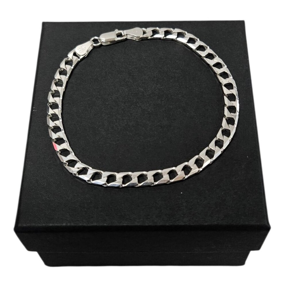 .925 Silver square curb Link bracelet